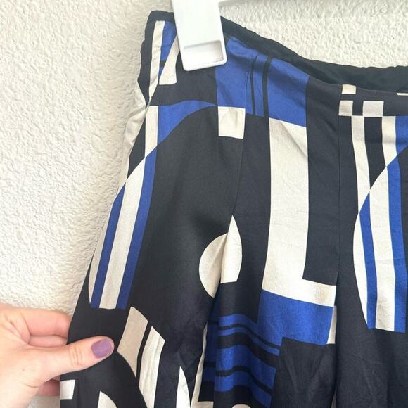 Lauren Ralph Lauren Women's 10 Skirt Navy Artsy Geometric Pattern Silk Blue - Picture 6 of 11